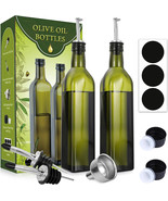 [2 Pack] 17 Oz Glass Olive Oil Dispenser Bottle Set - 500Ml 17Oz, Green - £24.98 GBP