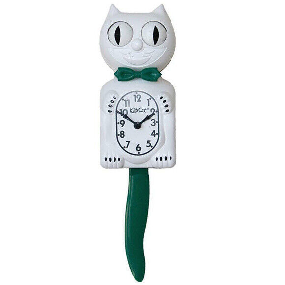 Candy Cane Green KIT-CAT CLOCK KAT KLOCK Christmas PENDULUM FREE US SHIP... - $74.99
