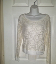 RUE 21 Velvety Lace Long Sleeve Pullover Scoop Neck Top Blouse Sheer NTW - $8.54