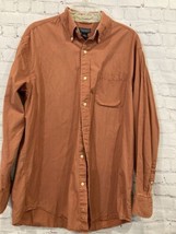 Saddlebred Men&#39;s Button Up dress Shirt Medium Burnt Orange Long Sleeve C... - $6.92