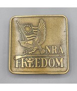 NRA Freedom Bicentennial Belt Buckle Brass Square Eagle Flag Rifle 1976 - $19.99