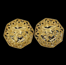 Jose Barrera For Avon Earrings Clip on Gold Toned Brushed Polished Designer 1.5” - £25.62 GBP