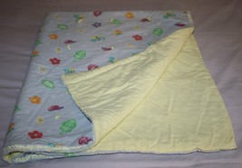 Baby Quilt Girls Floral Blanket Butterfly Bee Cotton Ribbon Edge Handmad... - $16.77