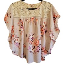 Mystree Womens Blouse Flowy Boho Mixed Print Stripe Floral Lace Small - £14.86 GBP