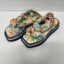 Farm Rio Copacabana Scarf Print Puffy Platform Sandal Womens Size 10 Palm Tree - £106.83 GBP