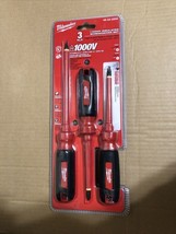 Milwaukee Insulated Screwdriver Set 3-Piece Phillips Slotted ECX 1000V UL Tested - £16.05 GBP