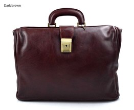 Doctor bag dark brown leather handheld handbag ladies men leather bag women - £172.09 GBP