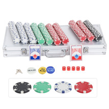 Pro Poker 500Pcs Chips Set W/2 Cards + 5 Dices+Aluminum Case Texas Hold&#39;Em Game - £41.89 GBP