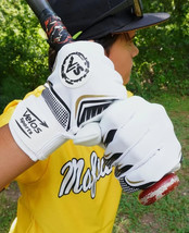 Youth Baseball Batting gloves Velos Sports® Durable Genuine Leather Blk/... - $26.99