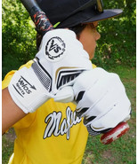 Youth Baseball Batting gloves Velos Sports® Durable Genuine Leather Blk/... - $26.99
