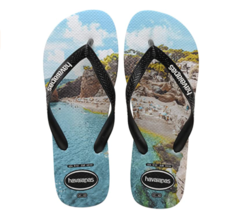 Havaianas Kids&#39; Top Photoprint Flip Flop Sandal, Black/Turquoise, US 10 M, NWT - £6.71 GBP