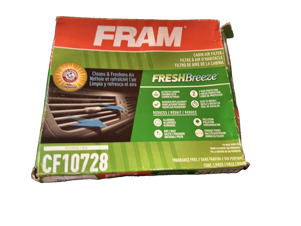FRAM Fresh Breeze Cabin Air Filter CF10728 with Arm &amp; Hammer Baking Soda... - $5.66