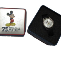 Vintage 75 Years With Mickey Children Wrist Watch With Leather Band - $57.99