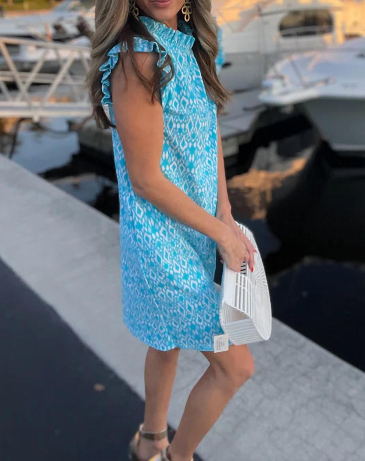 Jude Connally Shari Dress Diamond Ikat Santorini Blue - $120.00
