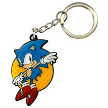 Sonic The Hedgehog Leaping Sonic Enamel Keychain Blue - £14.82 GBP