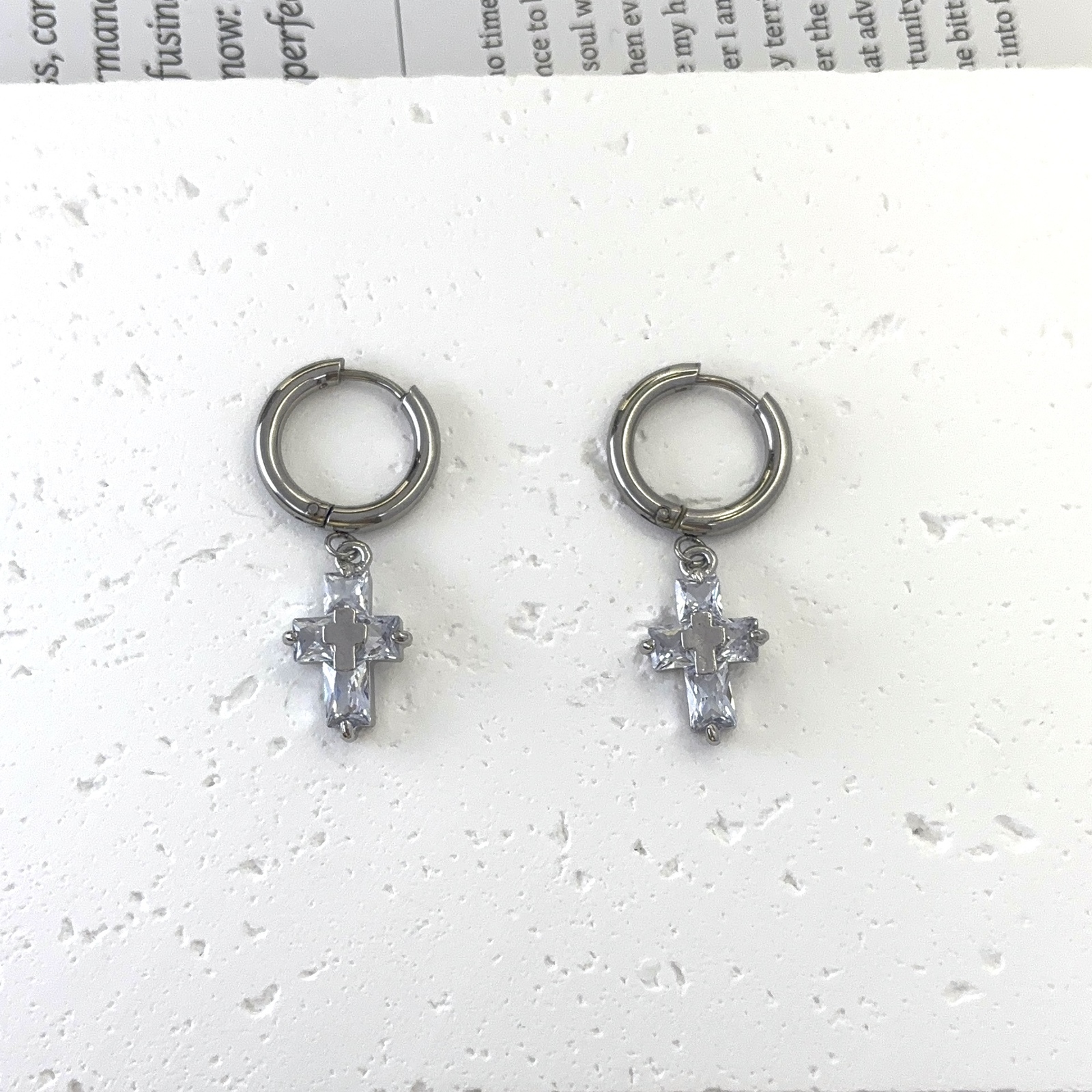 Titanium Steel Cross Dangle Drop Earrings for Men Women,Cross Earrings - £9.50 GBP