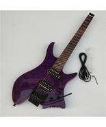 Purple 6 Strings Fan Fretted Headless Electric Guitar,Mahogany Body  SD451 - £208.66 GBP