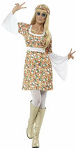 Hippie 60&#39;s-70&#39;s Flower Power Flower Print Bell Sleeved Costume Dress-sz small - £14.94 GBP