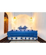 Sky Blue handmade moroccan blanket, Berber blanket, woven blanket,Cotton... - $149.00