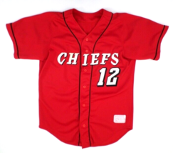 Chiefs 12 Baseball Sports Jersey L 44 Red 100% Nylon Bob&#39;s Athletic Wear - £30.86 GBP