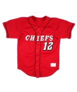 Chiefs 12 Baseball Sports Jersey L 44 Red 100% Nylon Bob&#39;s Athletic Wear - $41.97 CAD