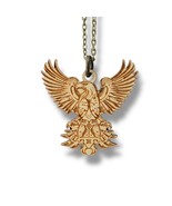 Necklace - Aztec Eagle - Snake and Cable Link chains - Birch wood (Silve... - $21.55