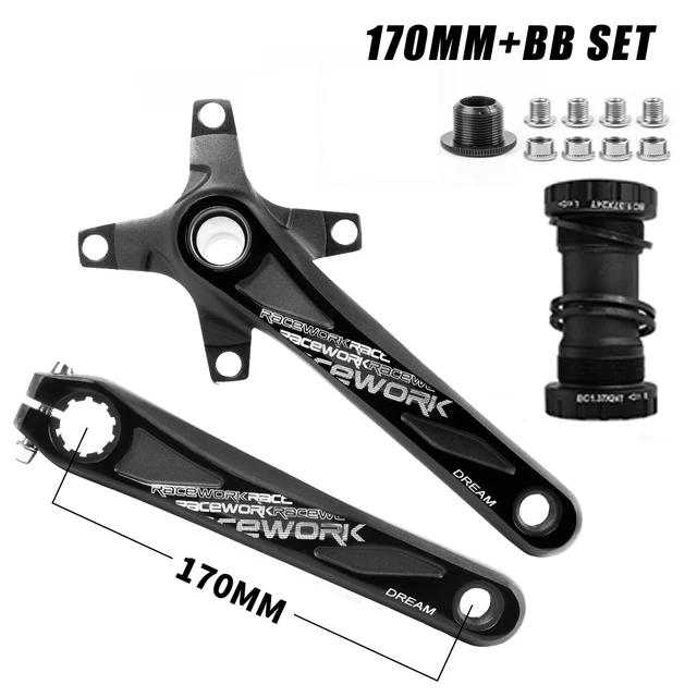 RACEWORK Bicycle Crankset Aluminum Alloy With Bottom MTB Bike Accessories 170mm  - £103.19 GBP