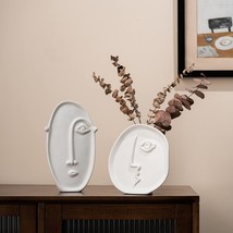Kimisty Face Vase Set 2, White Modern Head Vase, Eclectic Sculpture Decor, - £26.33 GBP