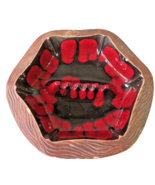 VTG MCM Sequoia Red California Pottery Ashtray Red/Black 1005 Funky Classic - $18.49