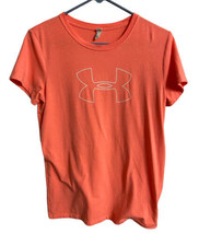 Under Armour Orange Mens M Short Sleeve Crew Neck Logo T shirt - $9.26
