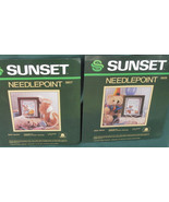 Vintage Sunset Needlepoint Kits 5607 Baby Bear 5608 Baby Bunny Almost Co... - £15.00 GBP