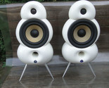 A Matched Pair Of Scandyna Minipod Hi-Fi Stereo Speakers In White On Spikes - £244.68 GBP