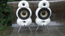 A Matched Pair Of Scandyna Minipod Hi-Fi Stereo Speakers In White On Spikes - £245.78 GBP