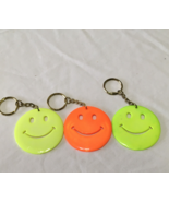 Vintage keychain ring lot neon color plastic smiley face - $19.75