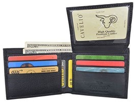 Cavelio Mens Black Premium Leather Slim Flap Up Card Id Holder Bifold Wa... - $20.79