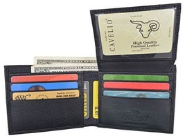 Cavelio Mens Black Premium Leather Slim Flap Up Card Id Holder Bifold Wa... - £16.61 GBP