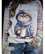 women's coffee cat hooded sweater  - $13.86