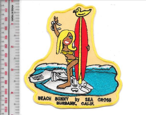 Retro Surfing California Beach Bunny 1960s Burbank California Patch - $9.99