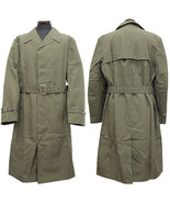 1980s East German olive army raincoat military coat trenchcoat NVA DDR GDR - $35.00