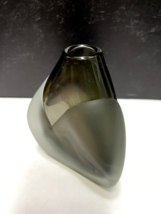 Post Modern Art Glass Vase Frosted Glossy Black 3 Sided Wm Kishy 1983 St... - £37.38 GBP
