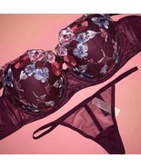 Victoria&#39;s Secret 32DD,32DDD,34D BRA SET XS thong KIR BLUE Pink FLORAL e... - $108.30 CAD