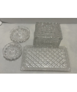 4pc Royal Limited Crystal glass Ring Holder, Jewelry trinket box, Perfum... - $65.32 CAD