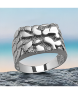Sterling Silver Square Rectangle Nugget Ring for Men - $82.30 CAD