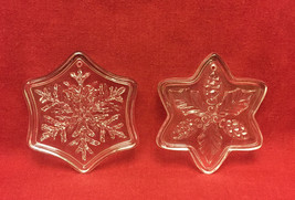 Set of 2 clear glass Christmas ornaments snowflake star pine cones shaped - $57.10 MXN