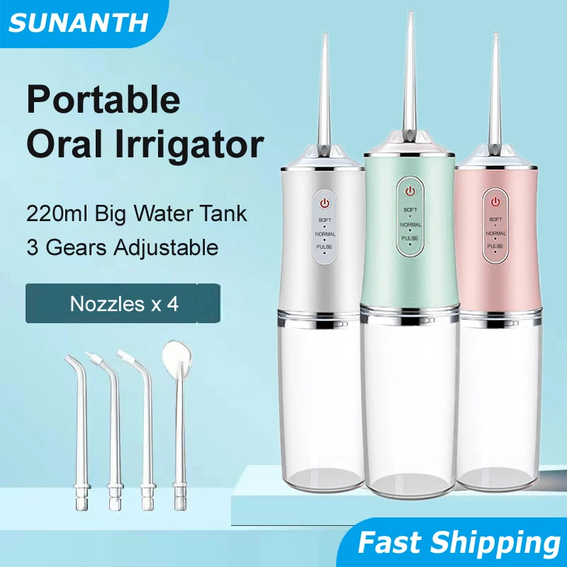 Ator powerful mouth washing machine dental water flosser 3 modes usb rechargeable 4 jet thumb200