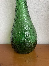 Empoli Italian Vintage MCM Green Hobnail Glass Decanter Genie Bottle 22&quot; - £239.23 GBP