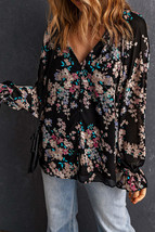 Black Wildflower Print Chiffon Blouse - £24.39 GBP