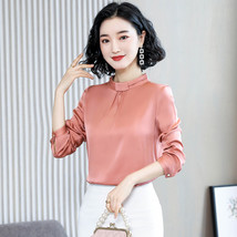 Woman&#39;s Shirts Korean Clothes Women Silk Shirt Long Sleeve Spring New Satin Top  - £151.84 GBP