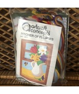 Artcraft Concepts Pitcher of Flowers Long Stitch Embroidery Kit Vtg #991... - $27.16 CAD