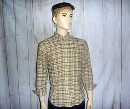 Towncraft Men&#39;s Medium Shirt Yellow &amp; Brown Plaid L/S Button Down Collar - $24.75